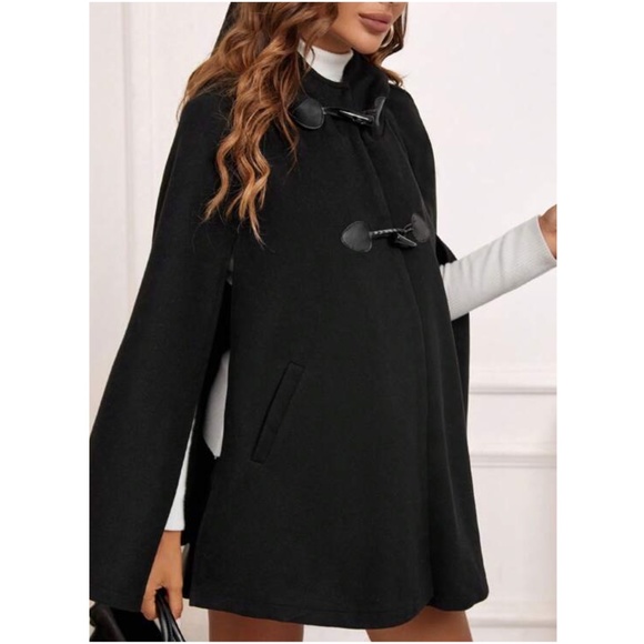Maternity Classic Toggle Closure Cape Jacket Coat - Picture 2 of 6